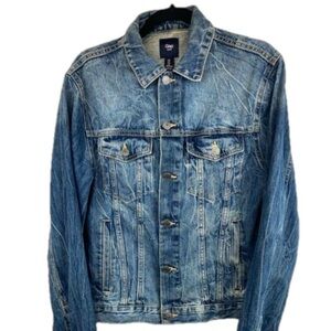 NWOT Y2K Vintage GAP Men’s Denim Jean Jacket Button Down Medium Wash Size Small